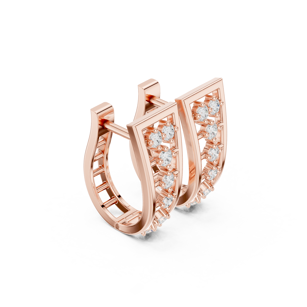 Geometric open diamond earrings in gold by Signora Jewels