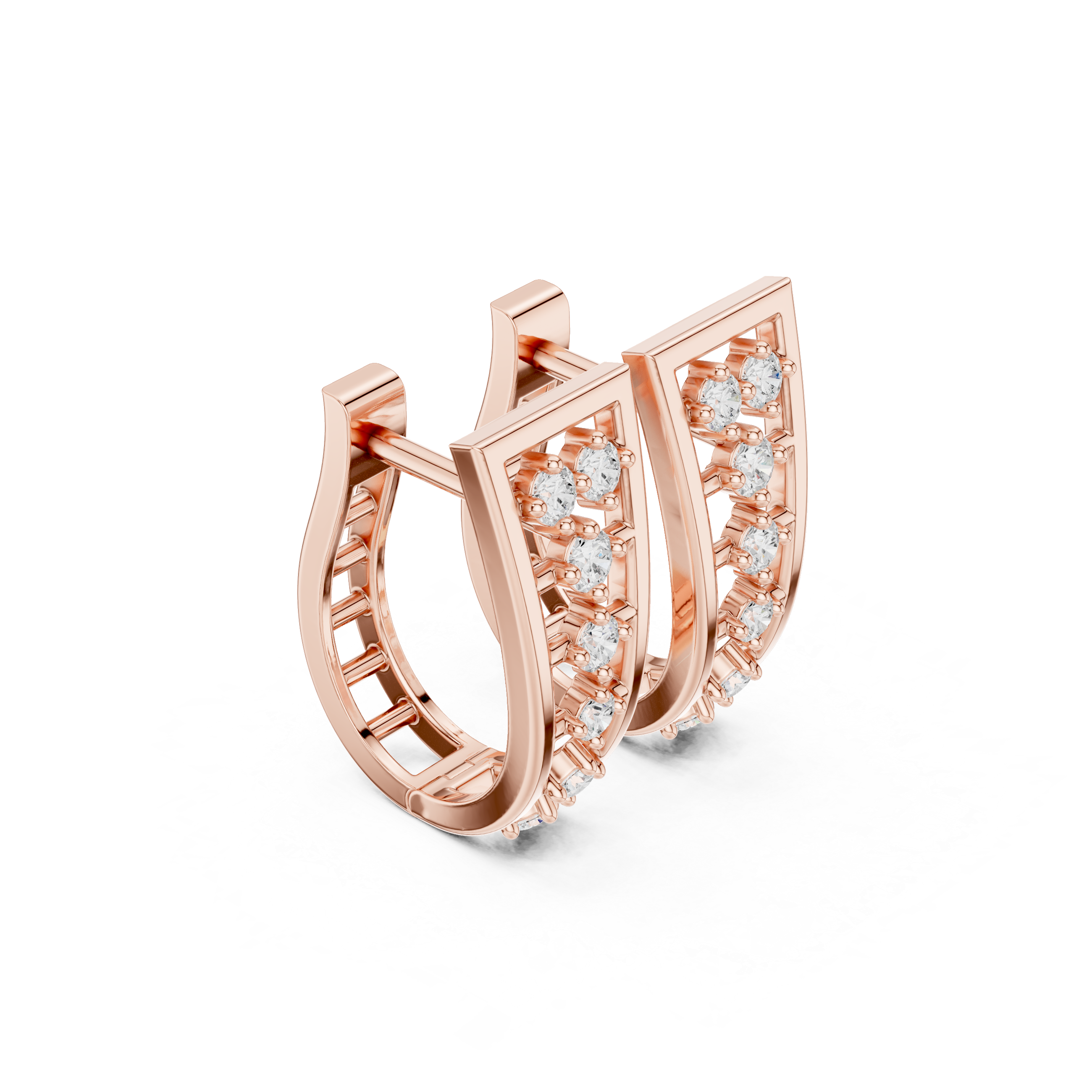 Geometric open diamond earrings in gold by Signora Jewels