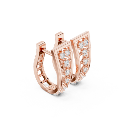 Side profile of the rose gold Skyline Grace geometric stud earrings