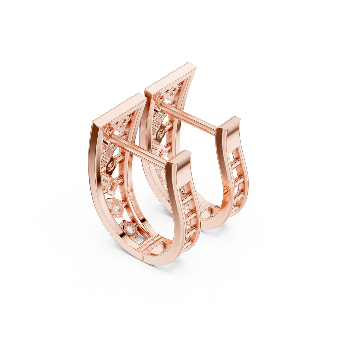 Geometric open diamond earrings in gold by Signora Jewels