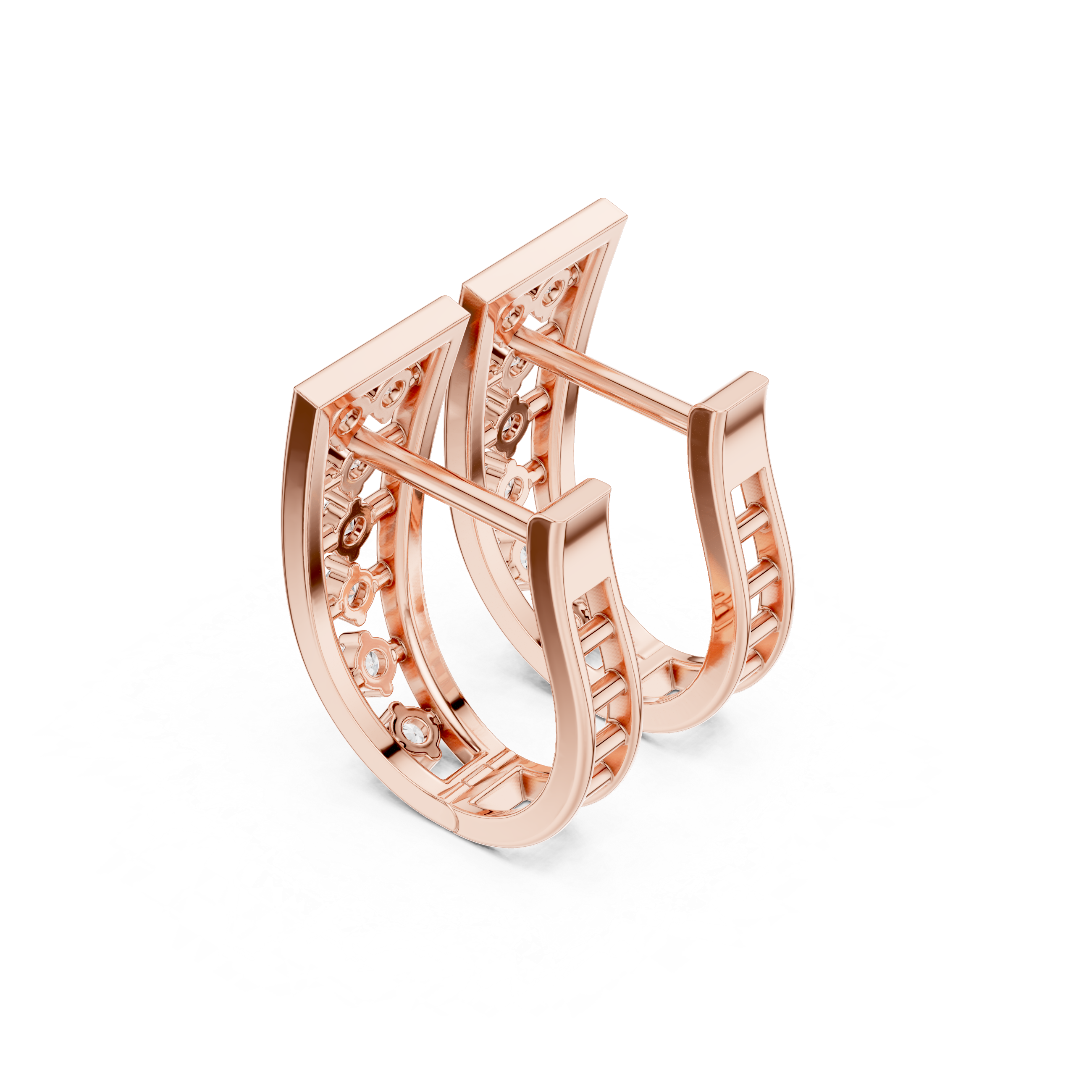 Geometric open diamond earrings in gold by Signora Jewels