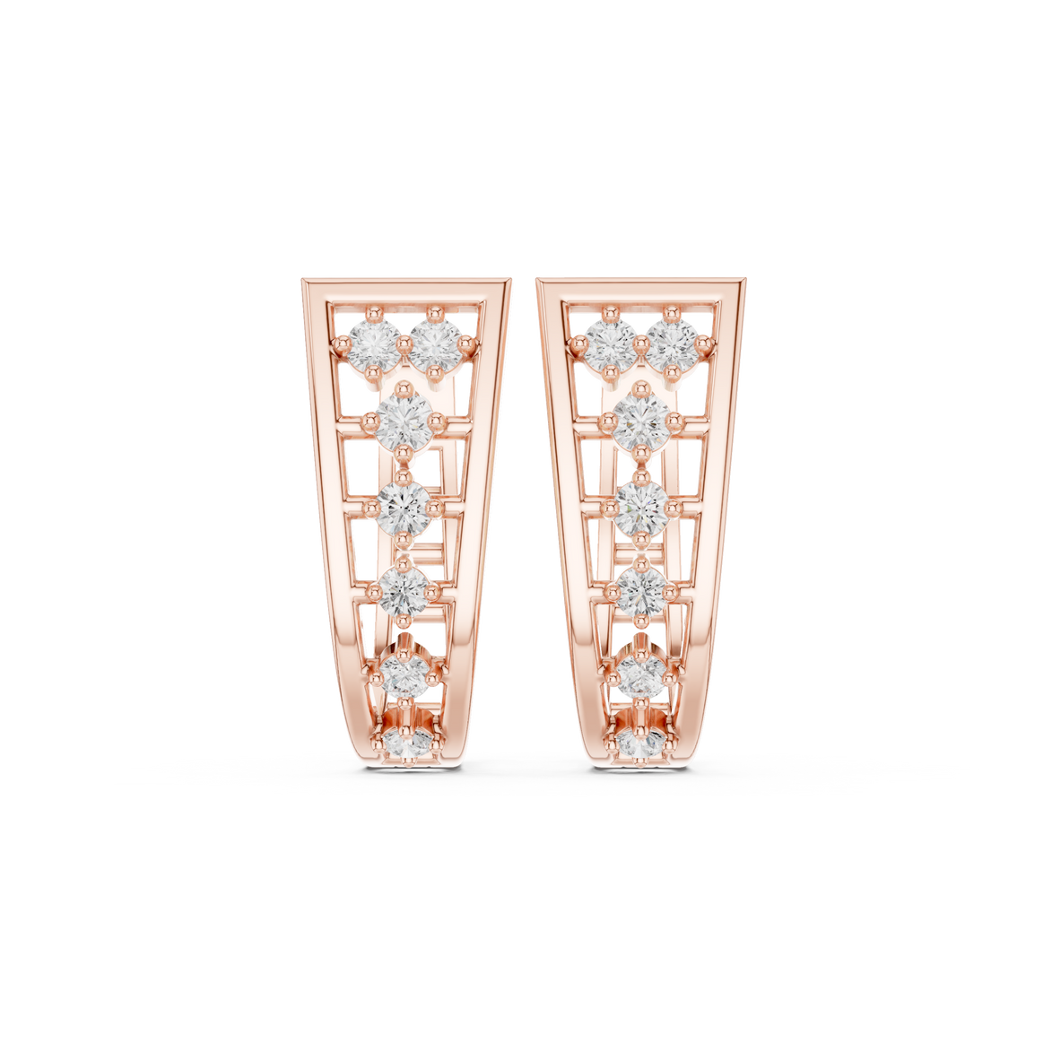 Geometric open diamond earrings in gold by Signora Jewels
