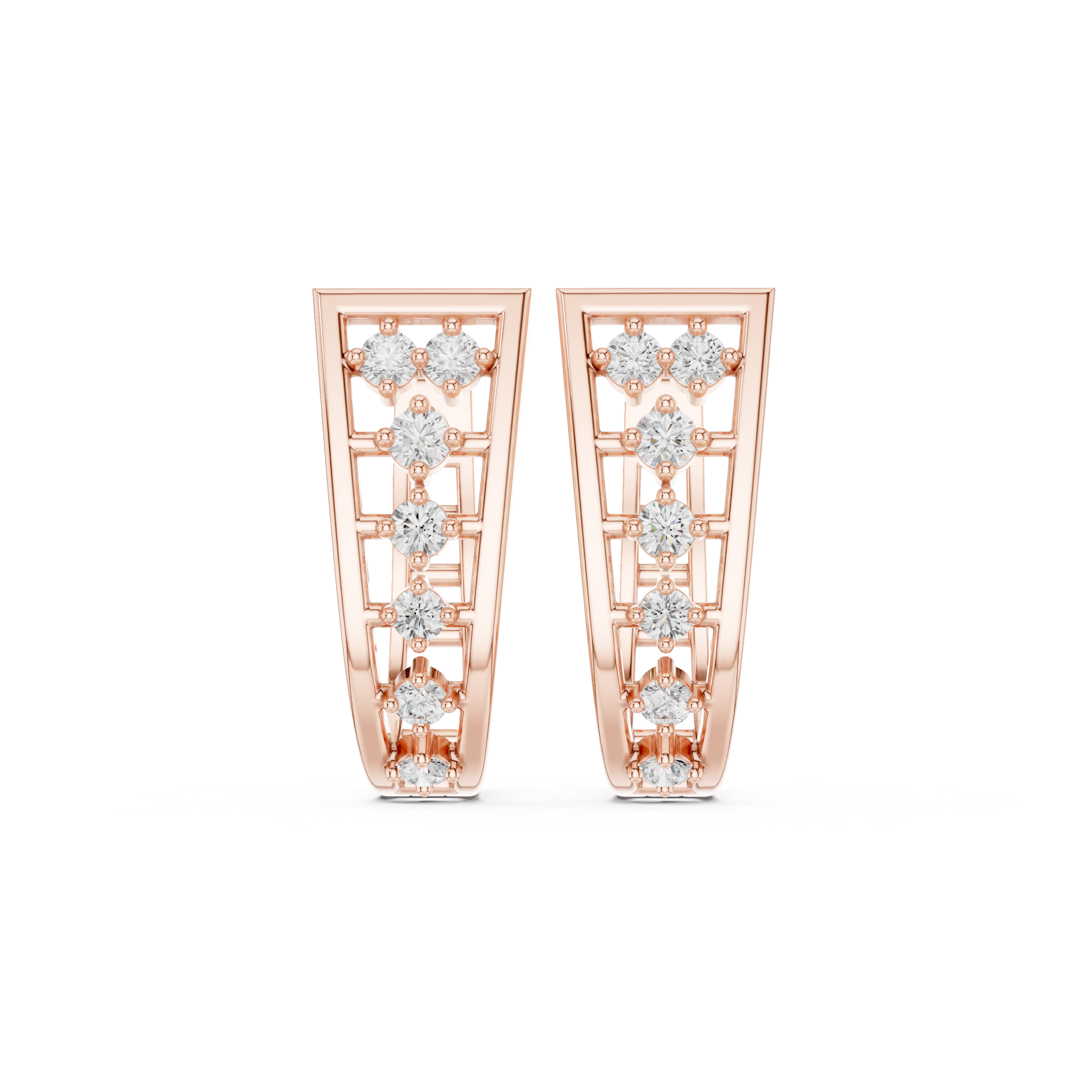 Geometric open diamond earrings in gold by Signora Jewels