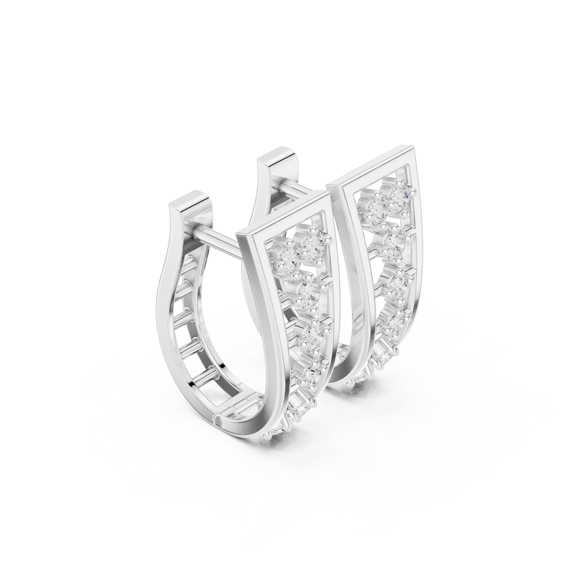 Geometric open diamond earrings in gold by Signora Jewels