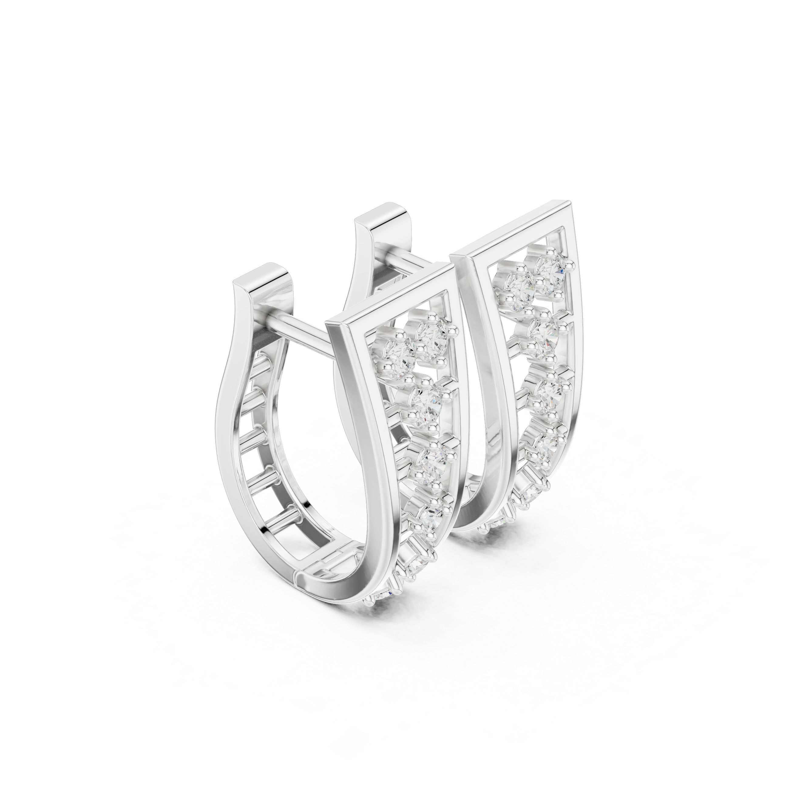 Geometric open diamond earrings in gold by Signora Jewels