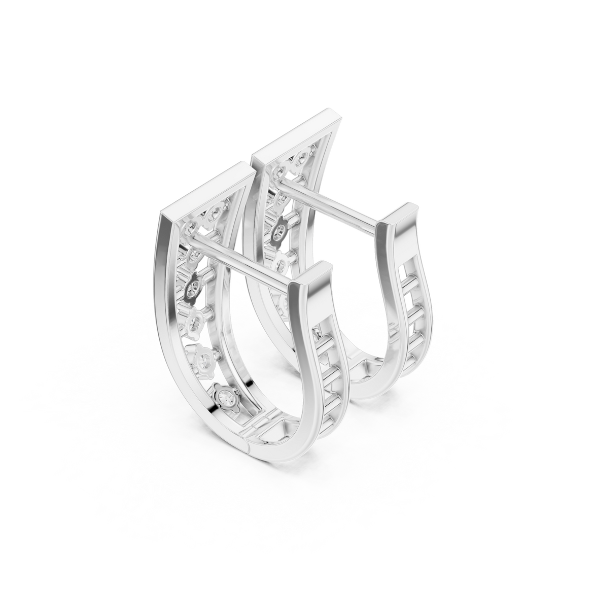 Geometric open diamond earrings in gold by Signora Jewels