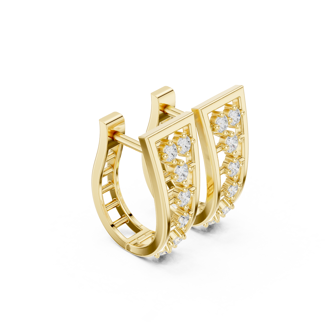 Geometric open diamond earrings in gold by Signora Jewels
