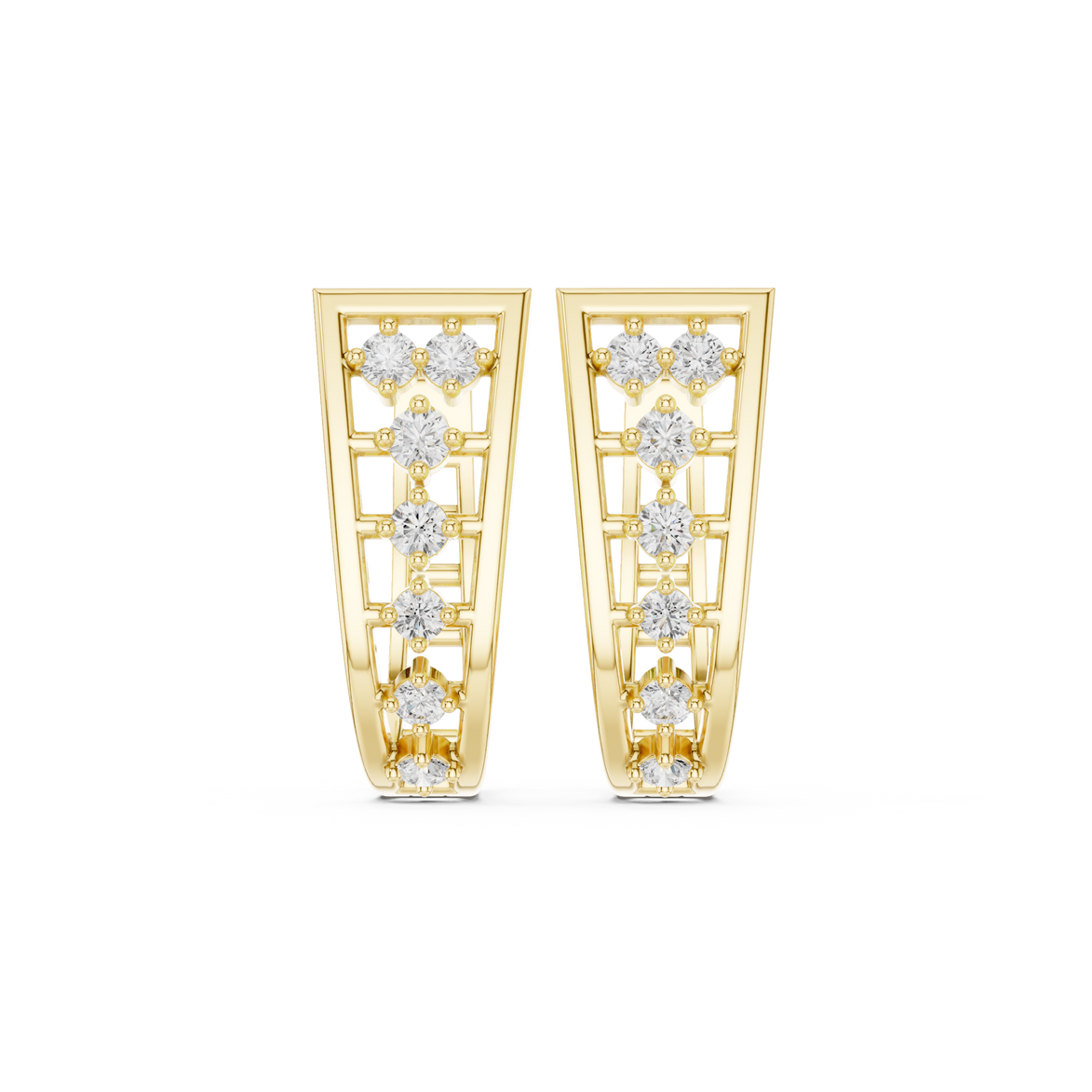 Geometric open diamond earrings in gold by Signora Jewels