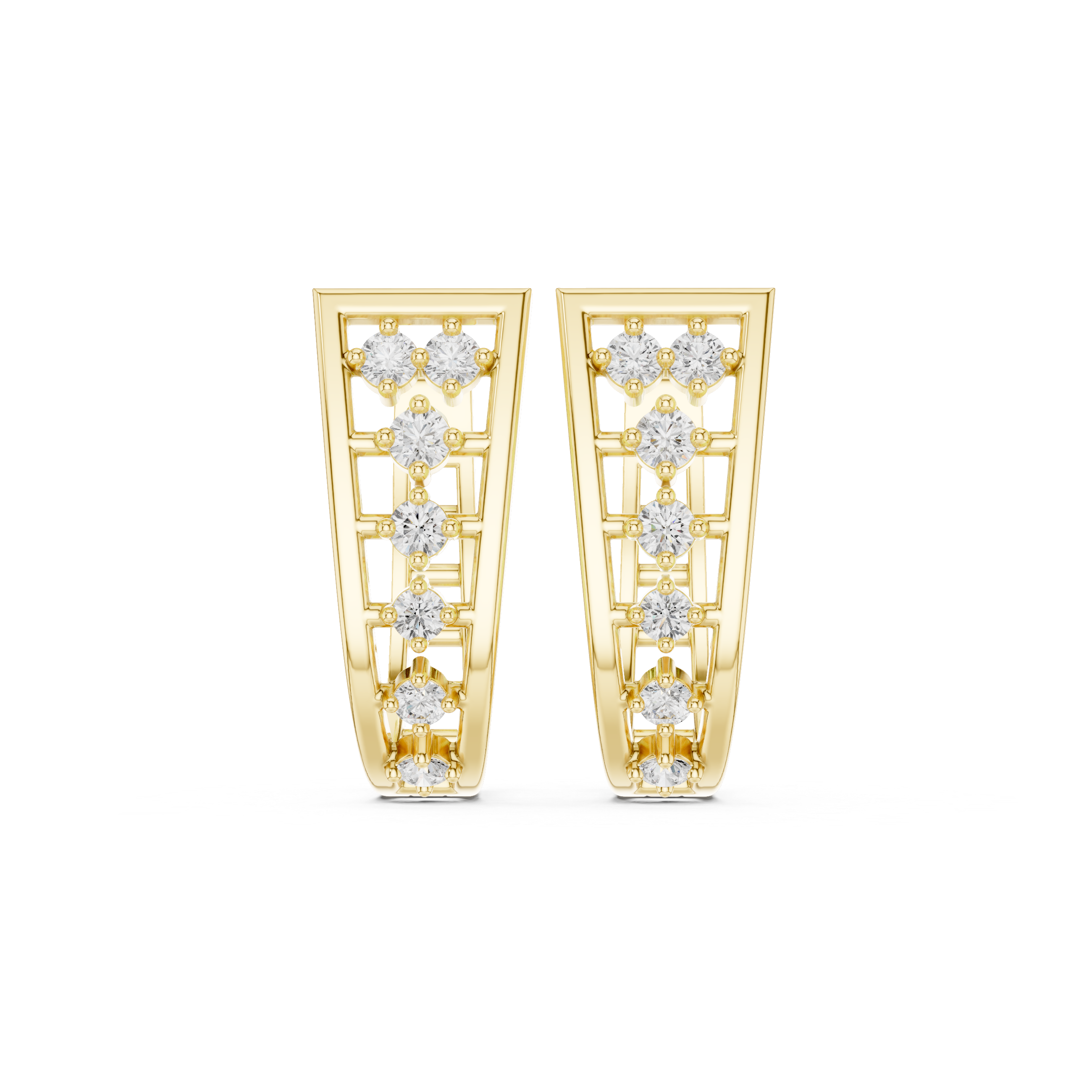 Geometric open diamond earrings in gold by Signora Jewels