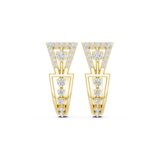 Front face of the yellow gold Modern Radiance stud earrings