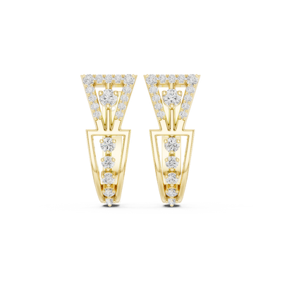 Front face of the yellow gold Modern Radiance stud earrings