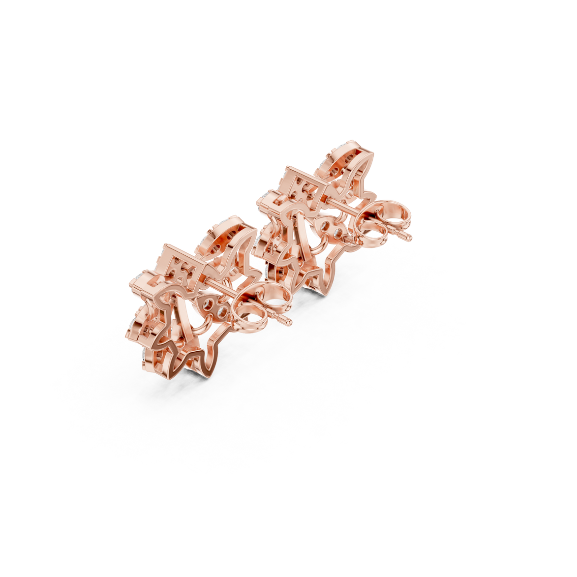 Floral diamond stud earrings