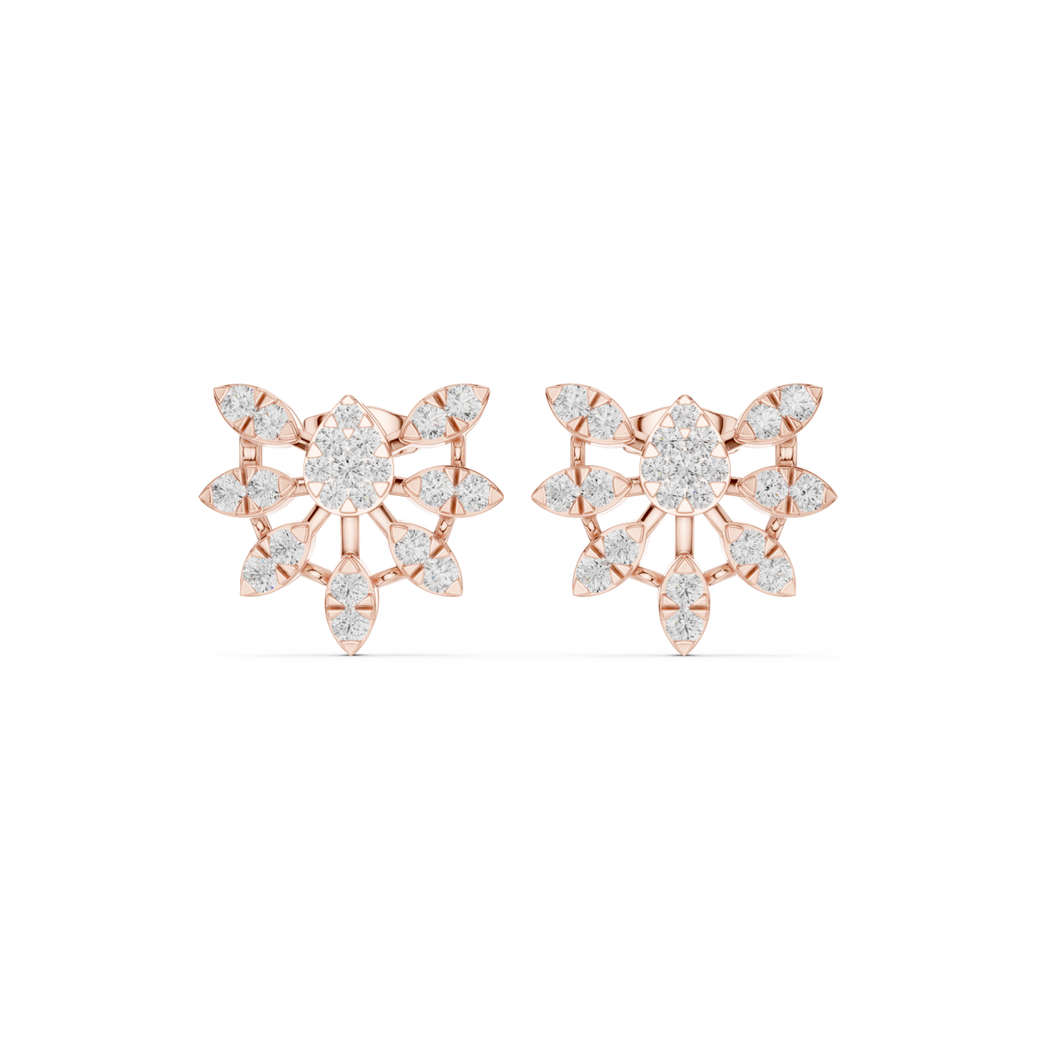 Floral diamond stud earrings