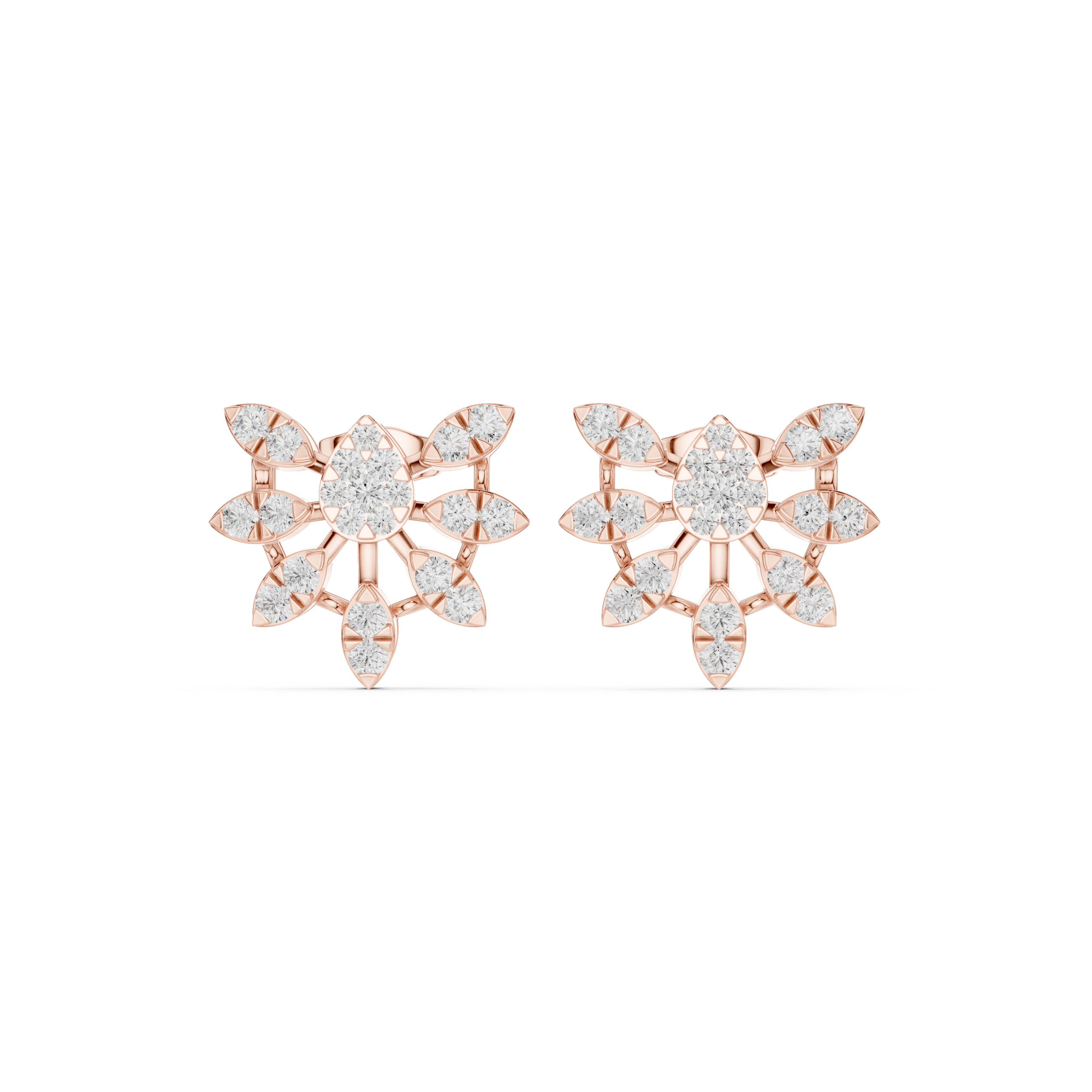 Floral diamond stud earrings