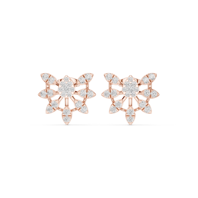 Floral diamond stud earrings