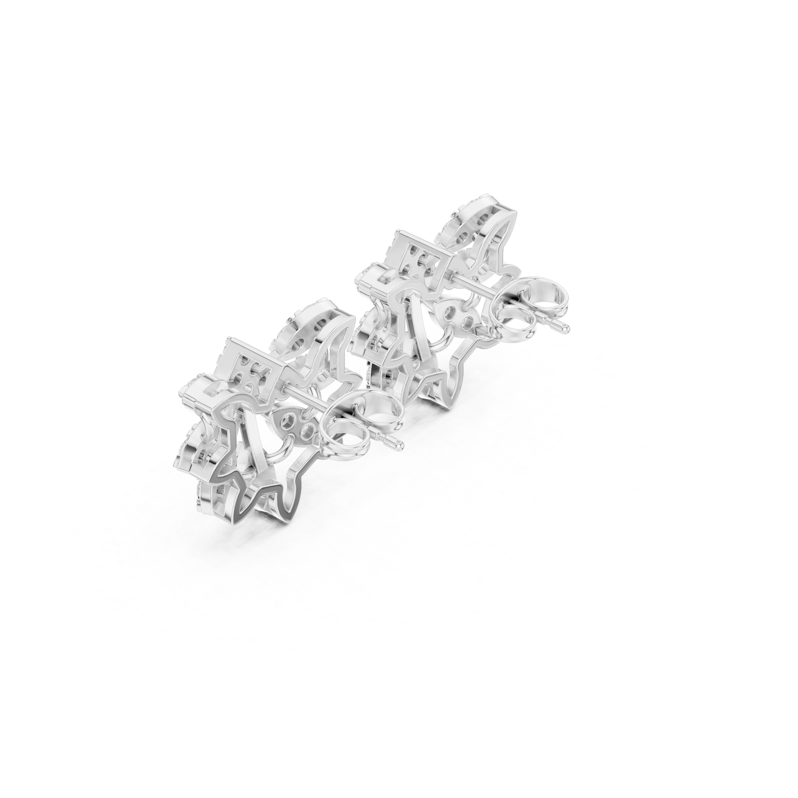 Floral diamond stud earrings