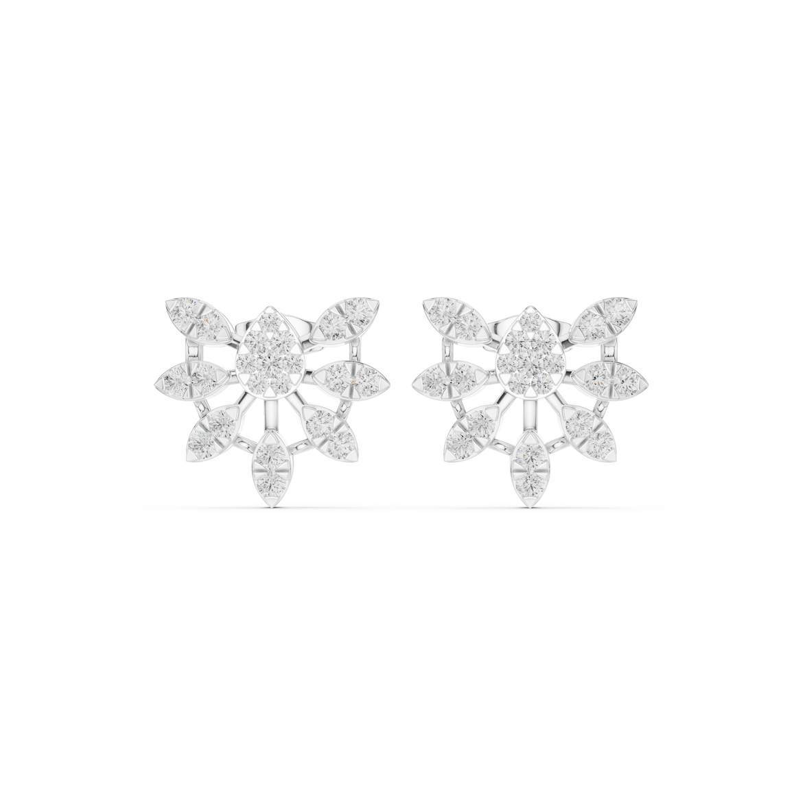 Floral diamond stud earrings