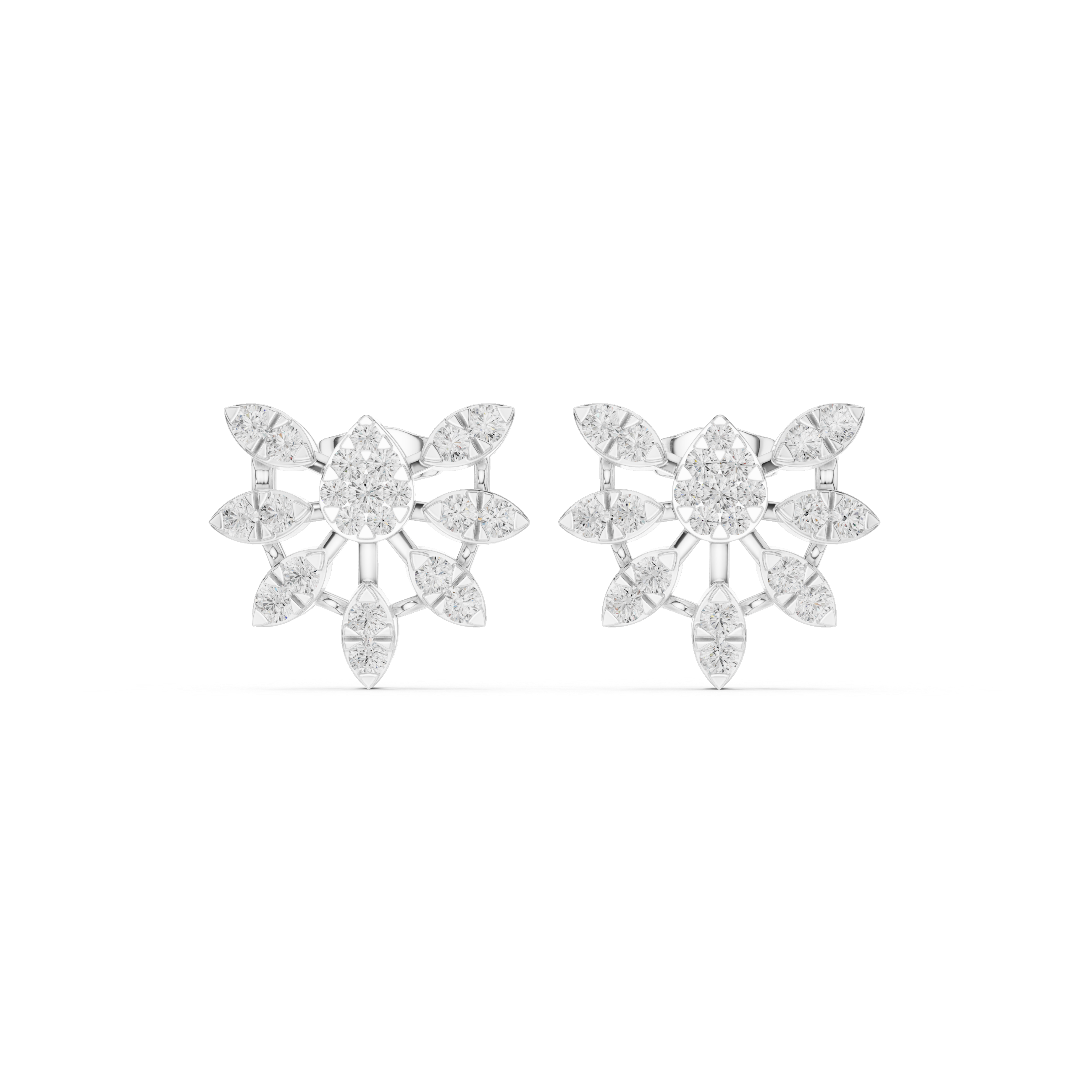 Floral diamond stud earrings
