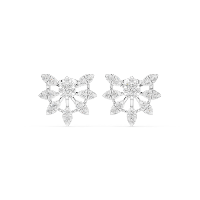 Floral diamond stud earrings