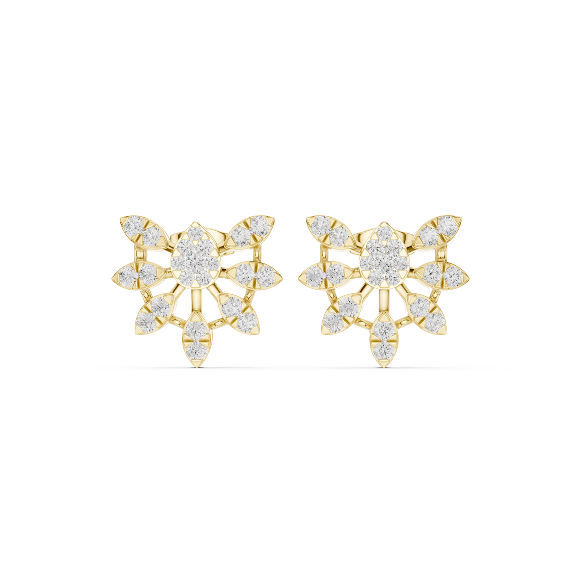 Floral diamond stud earrings