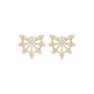 Front face of the yellow gold Blooming Radiance stud earrings