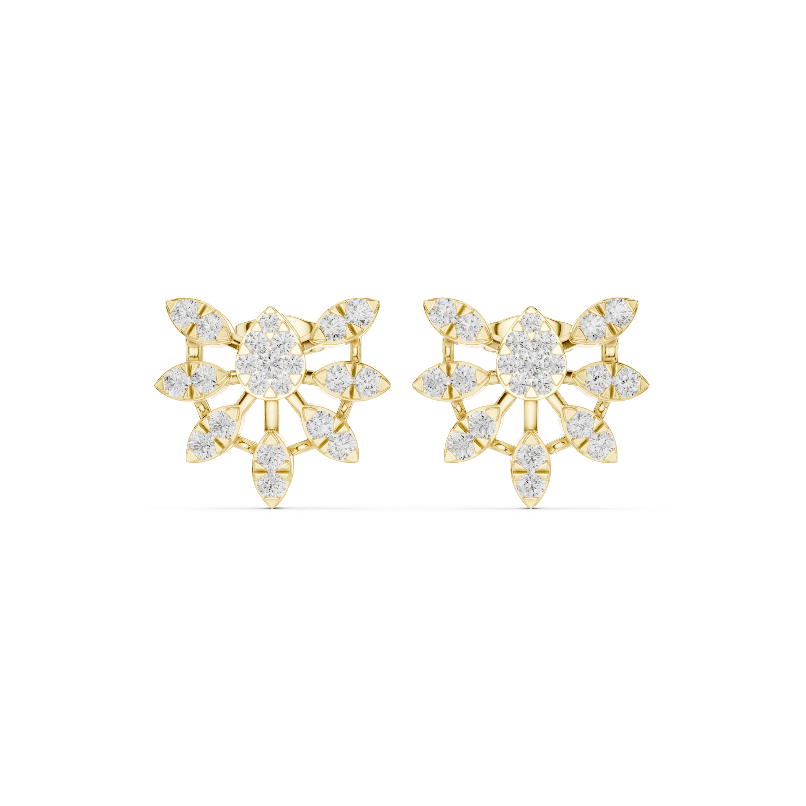 Floral diamond stud earrings