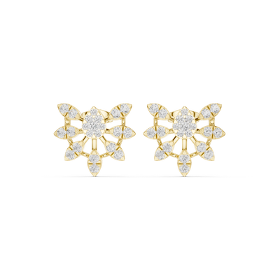 Front face of the yellow gold Blooming Radiance stud earrings