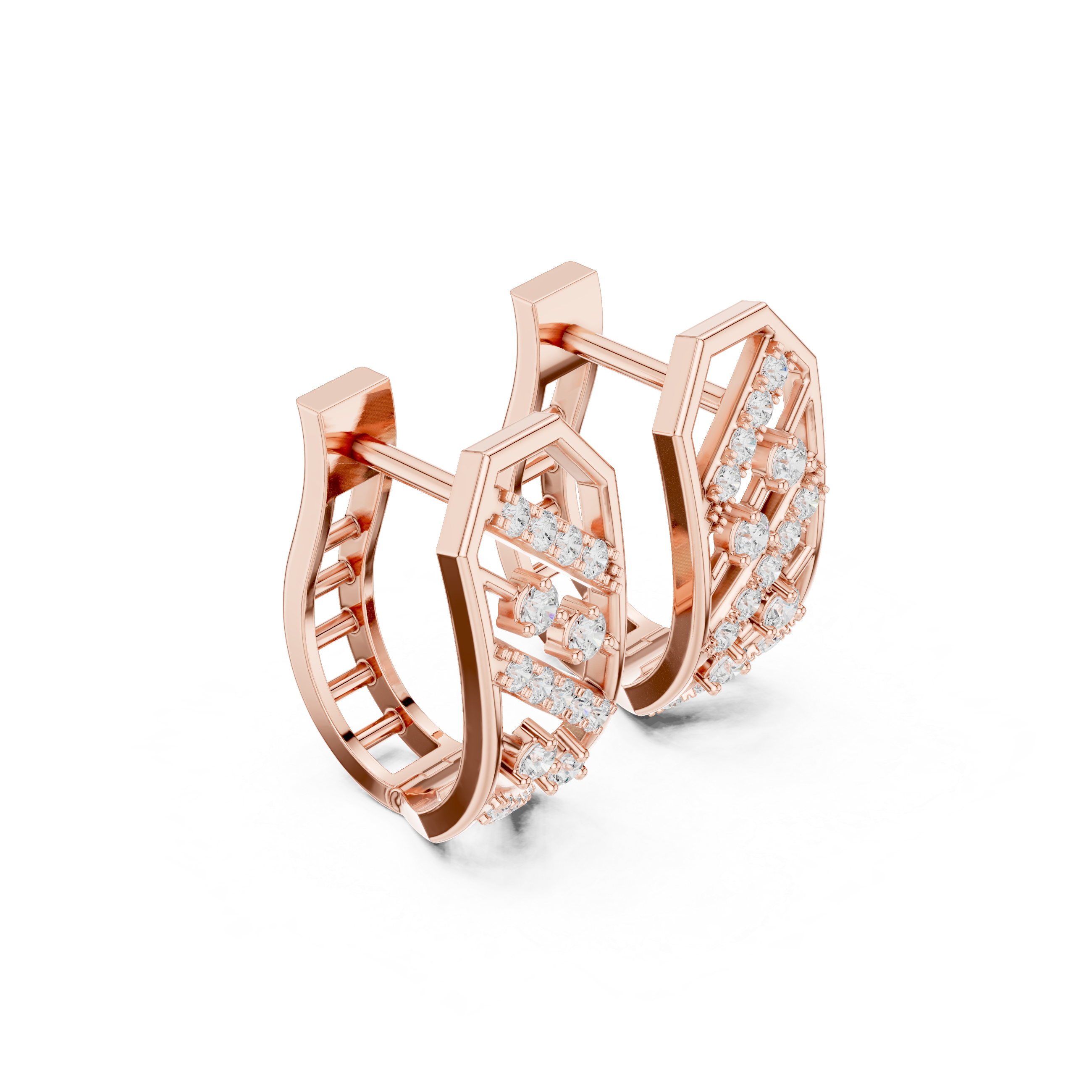 Geometric diamond hoop earrings
