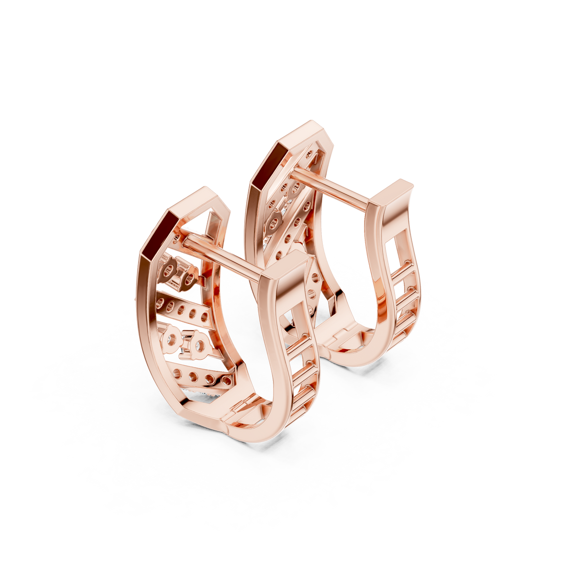 Geometric diamond hoop earrings