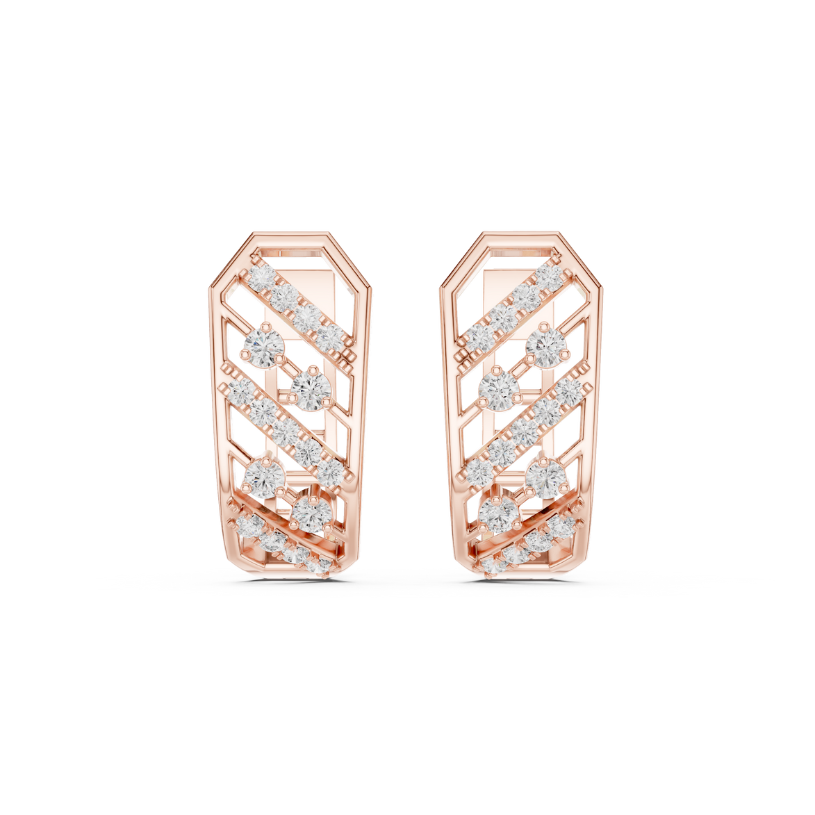 Geometric diamond hoop earrings