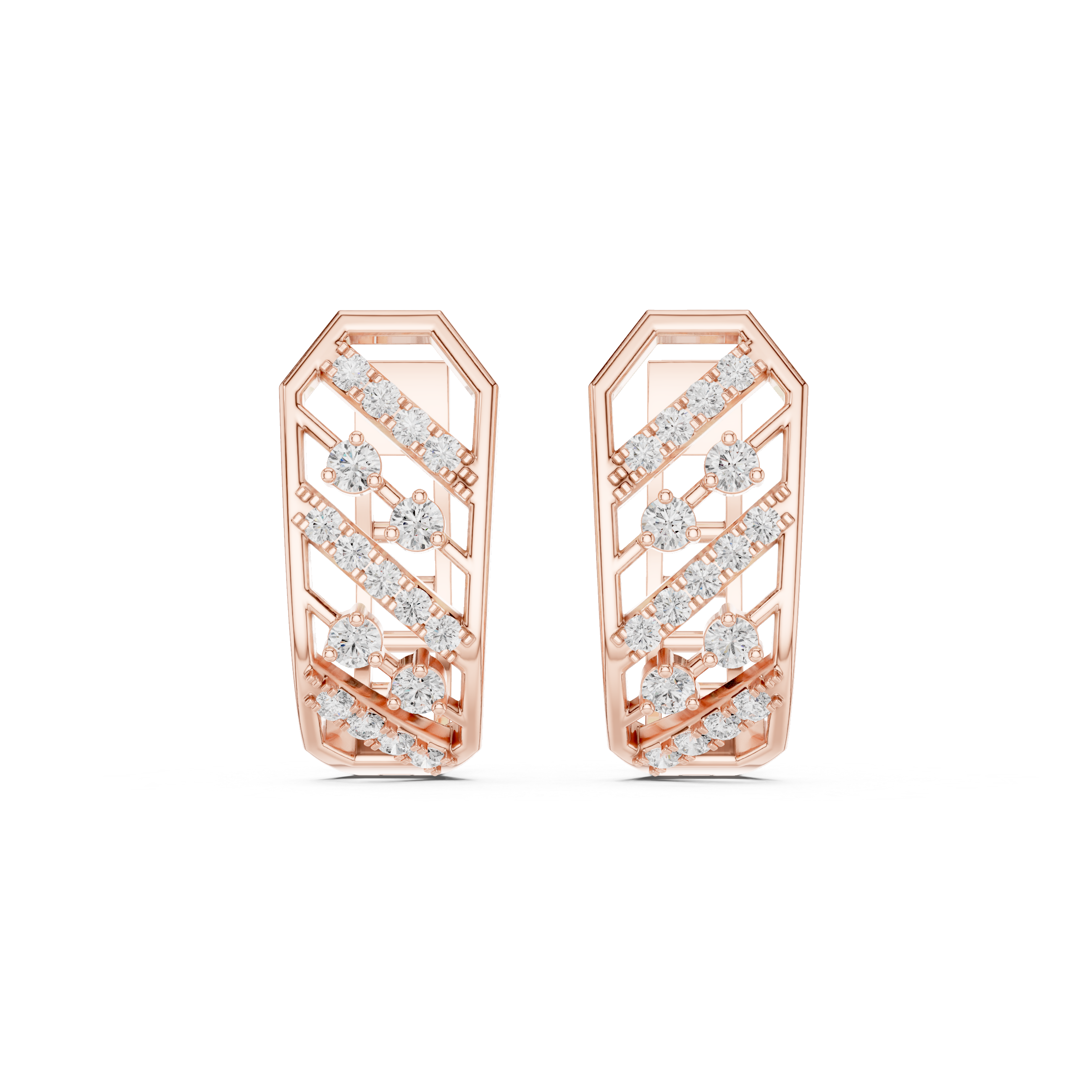 Geometric diamond hoop earrings