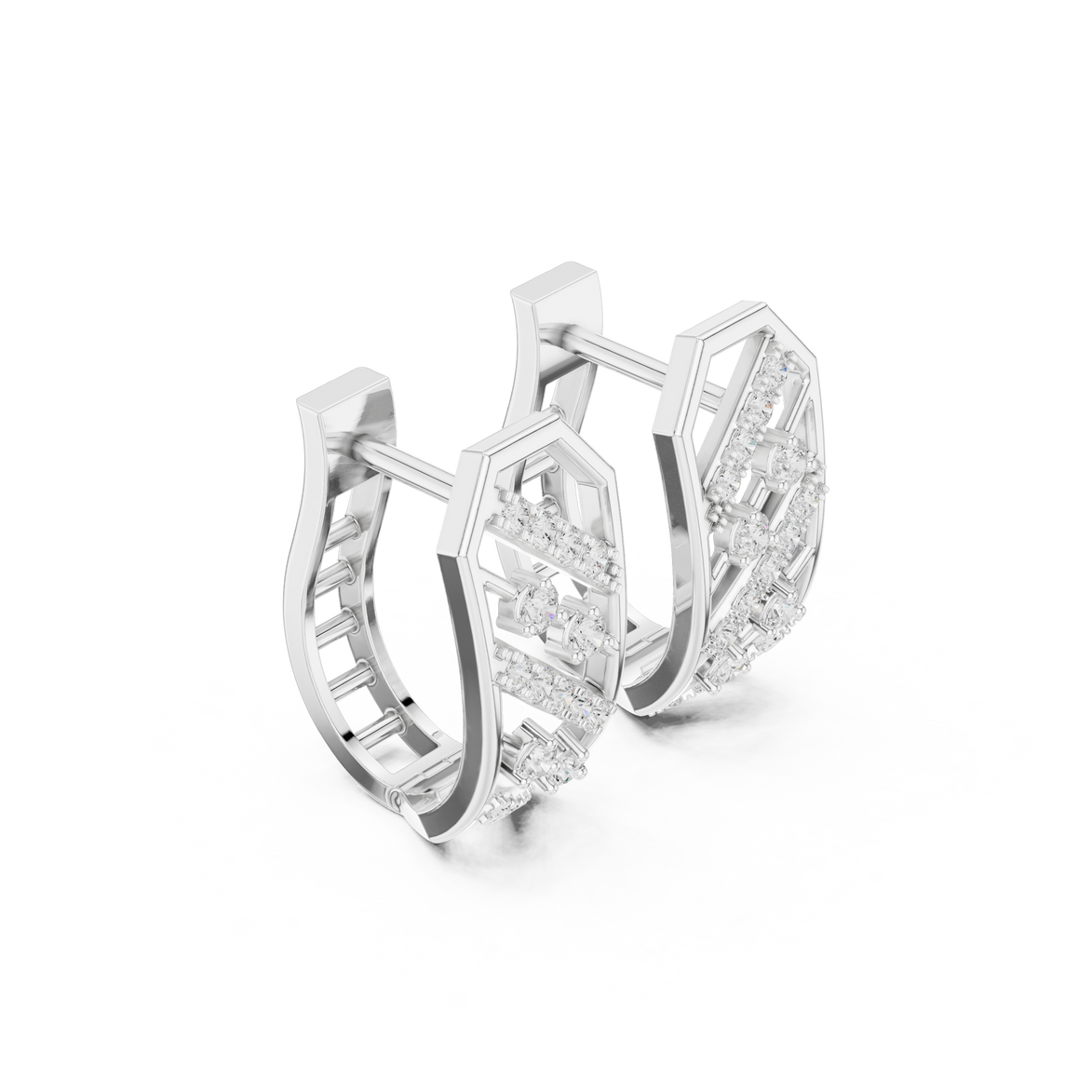 Geometric diamond hoop earrings