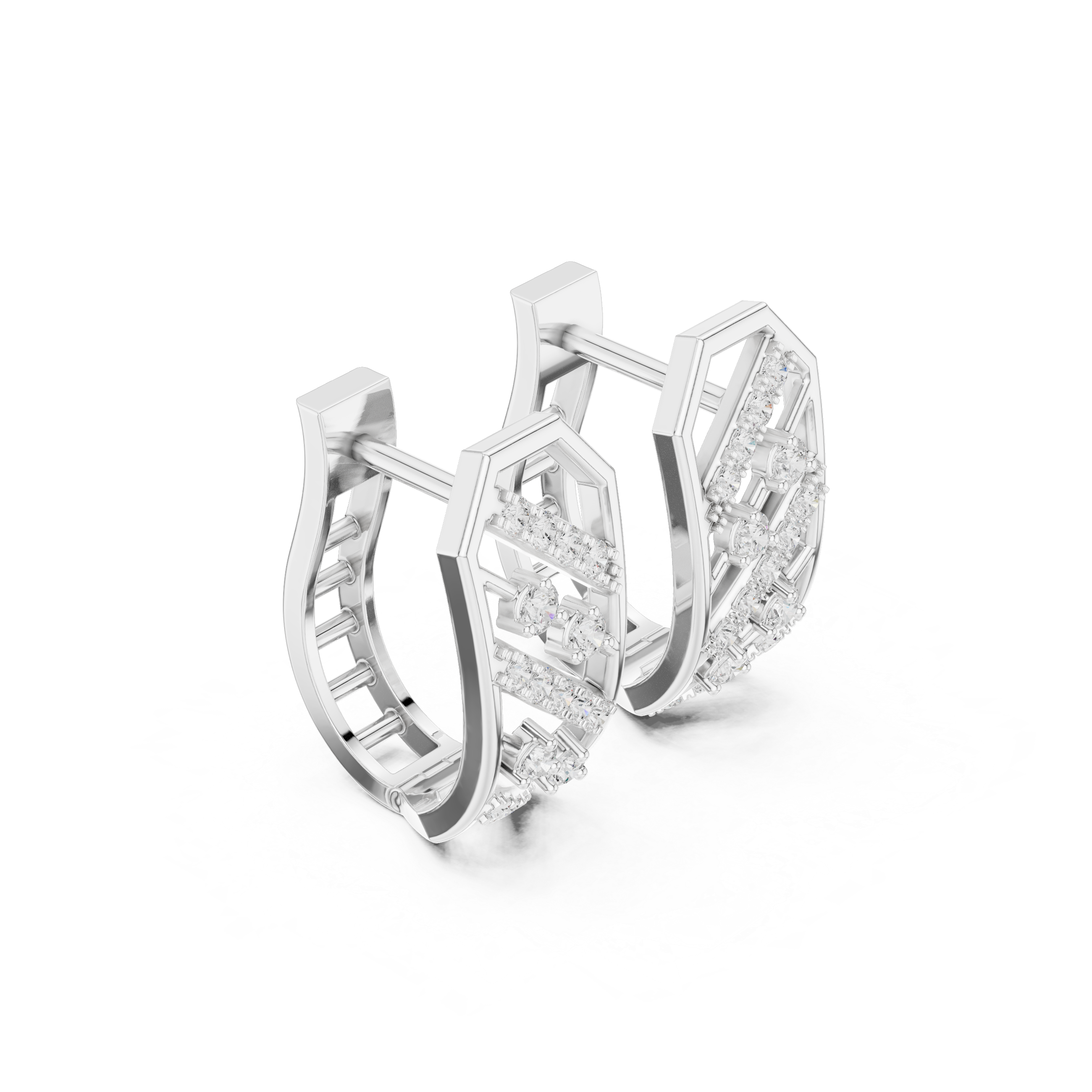 Geometric diamond hoop earrings