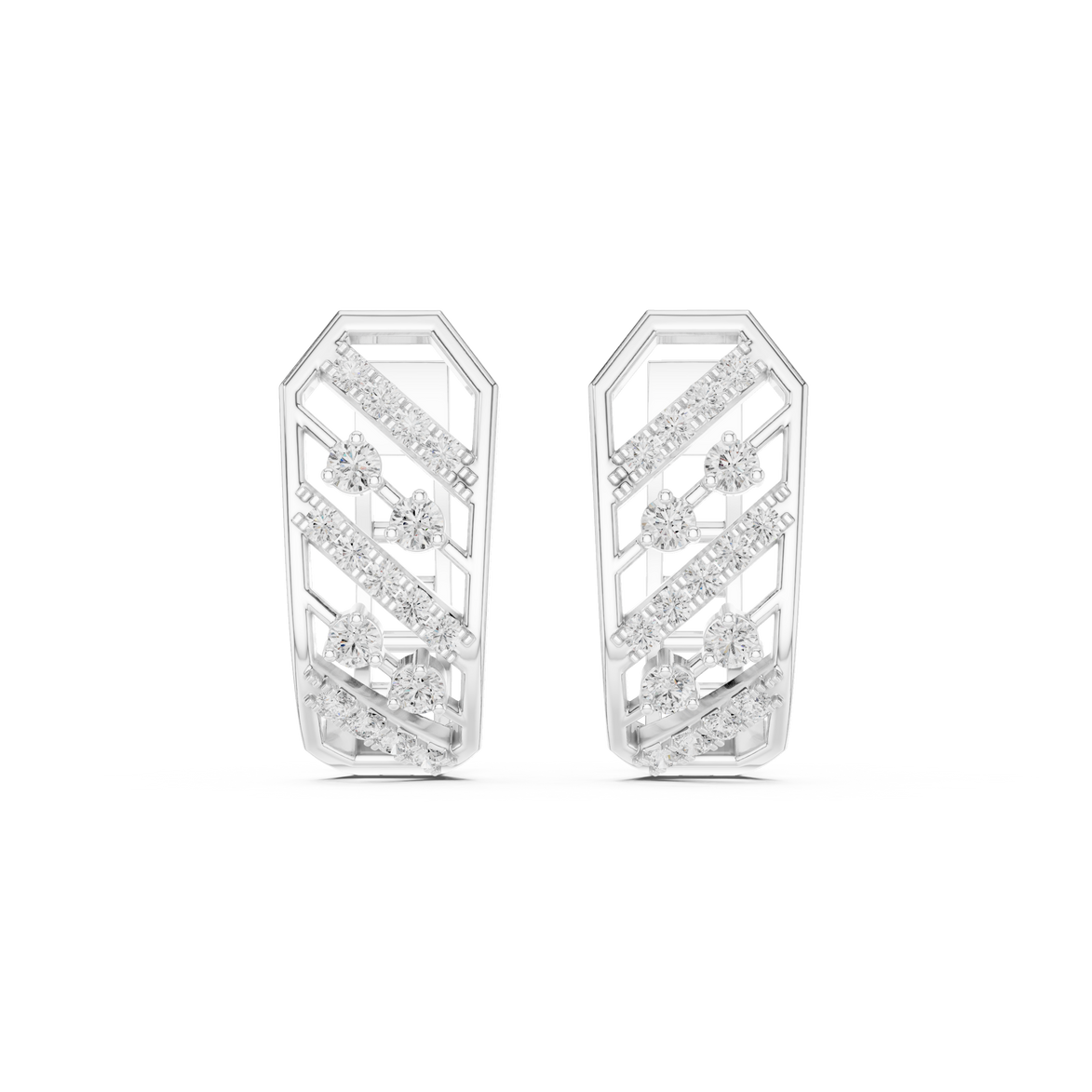 Geometric diamond hoop earrings