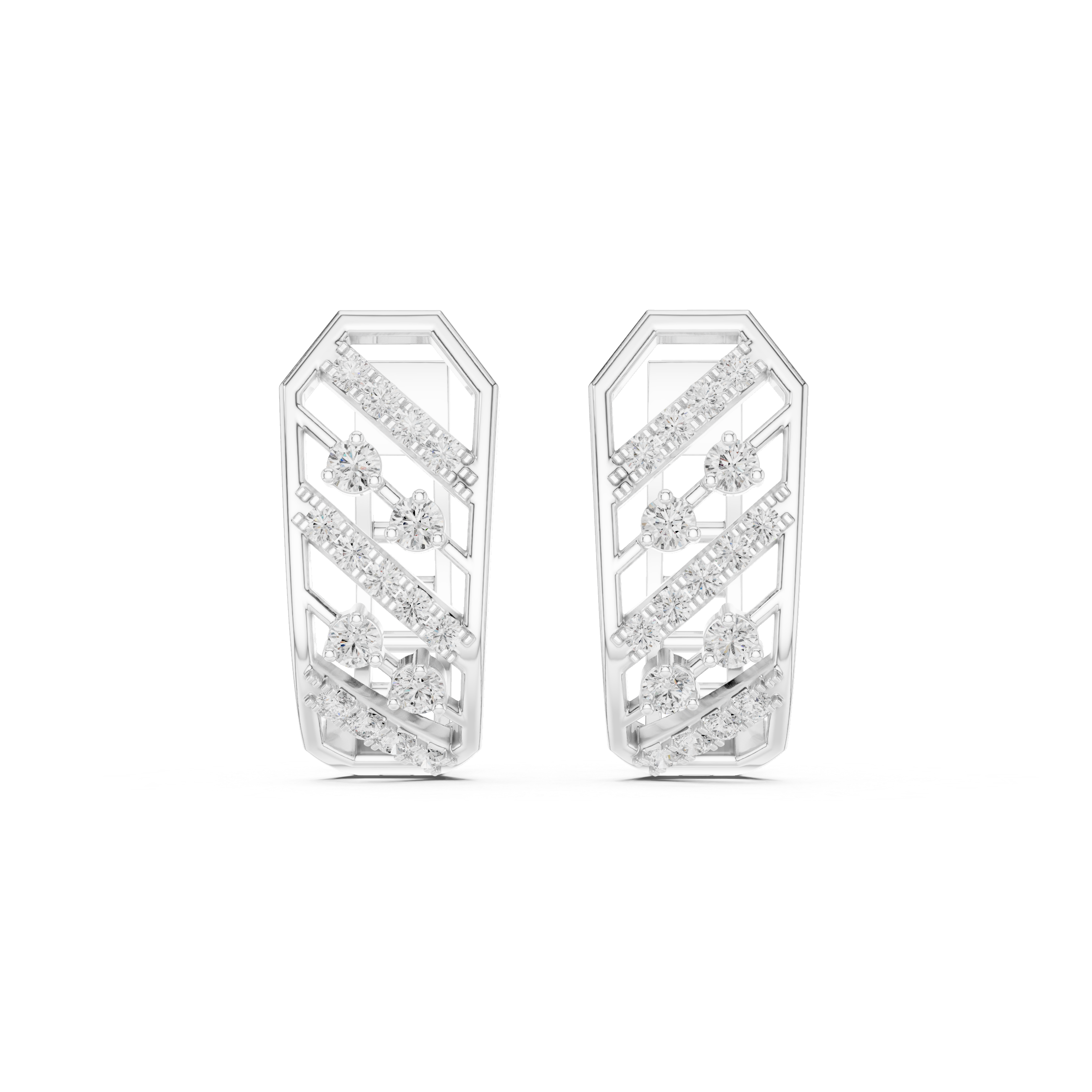 Geometric diamond hoop earrings