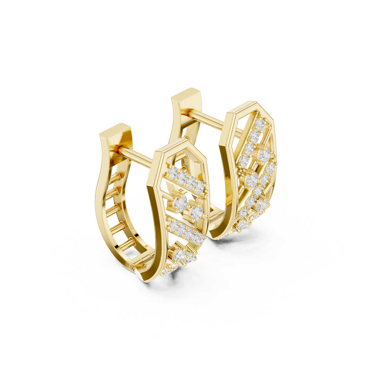 Geometric diamond hoop earrings