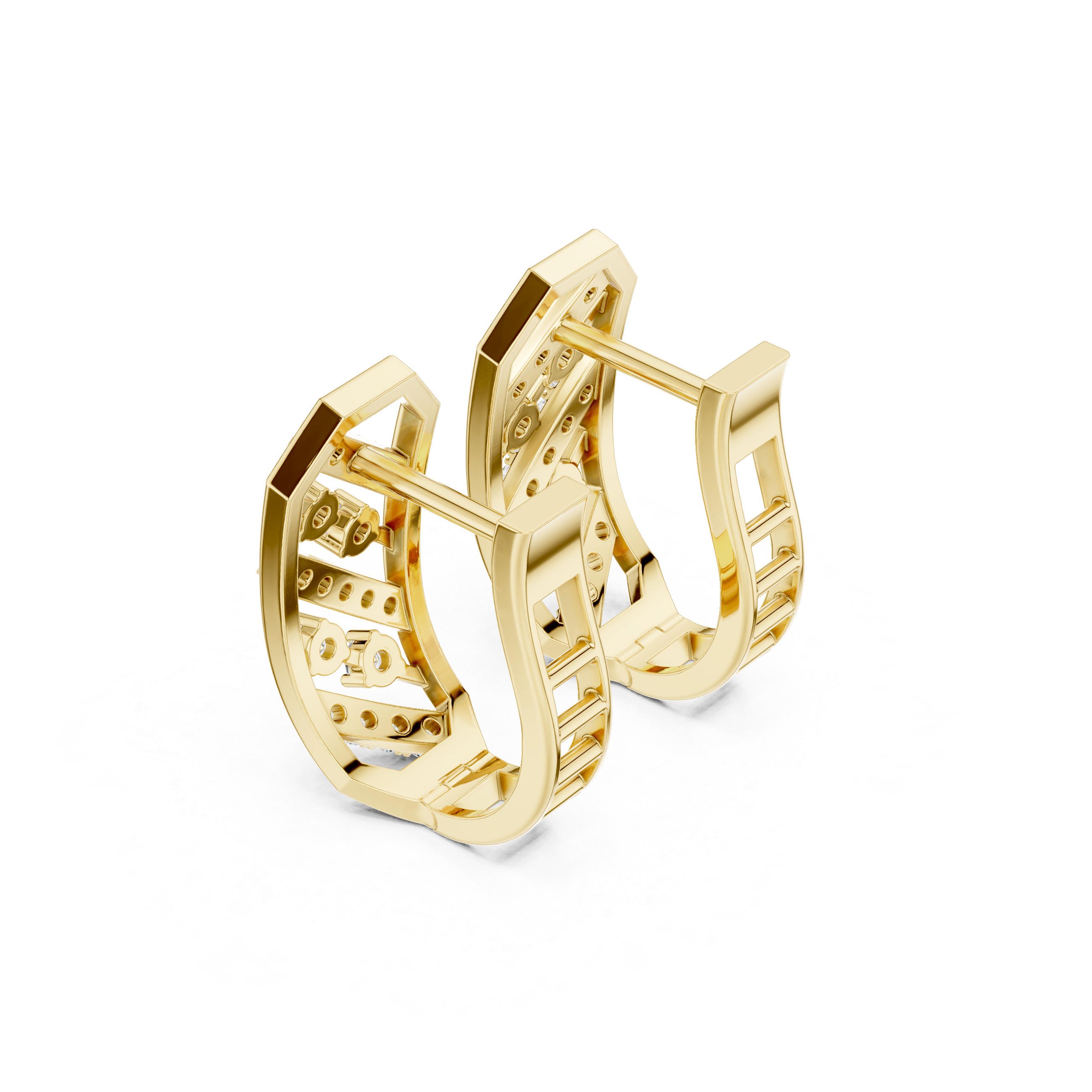 Geometric diamond hoop earrings