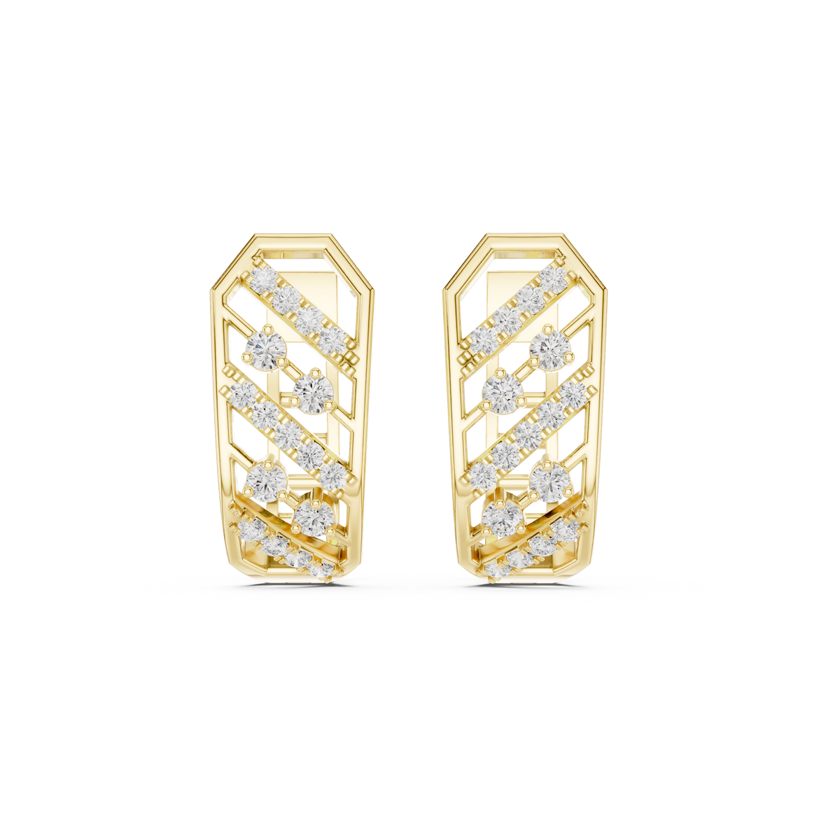 Geometric diamond hoop earrings