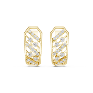 Front face of the yellow gold Modern Geometry hoop earrings