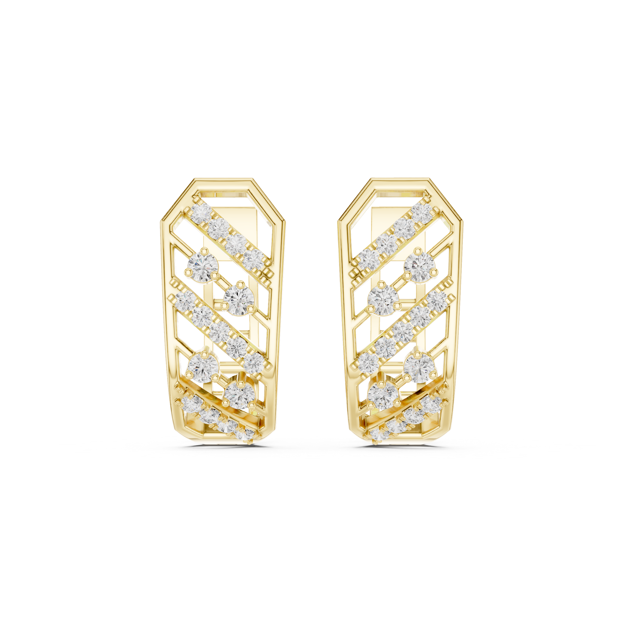 Geometric diamond hoop earrings