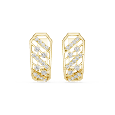 Front face of the yellow gold Modern Geometry hoop earrings