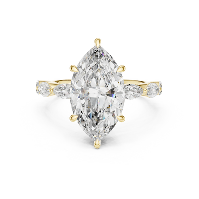 marquise diamond side-stone engagement ring in white gold
