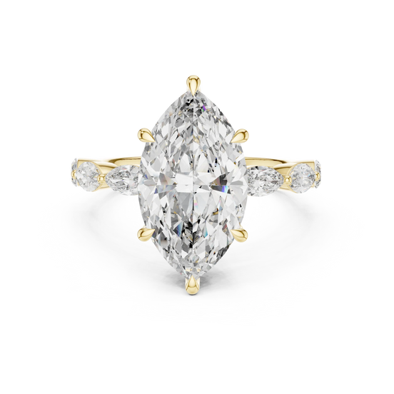 marquise diamond side-stone engagement ring in white gold
