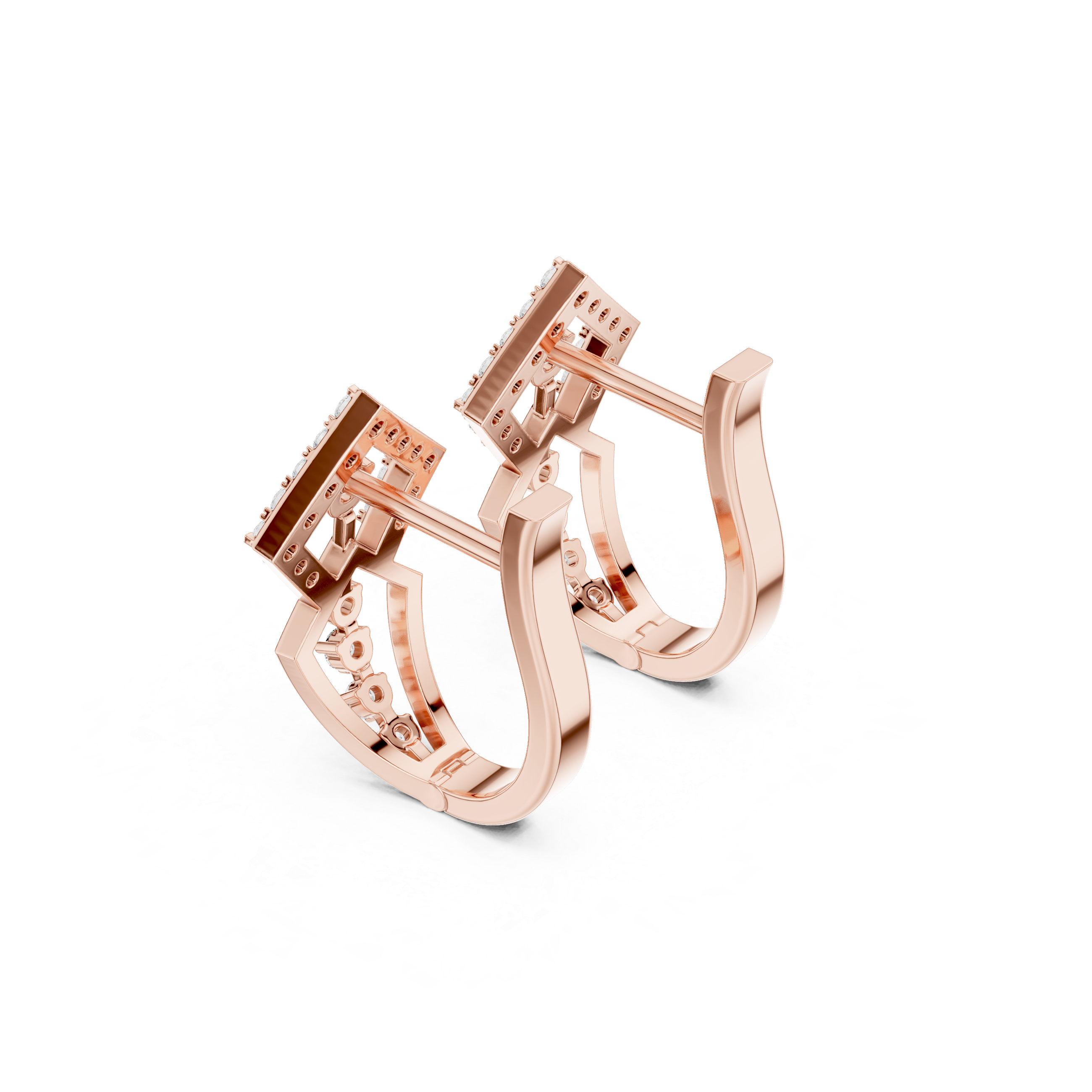 Geometric diamond hoop earrings