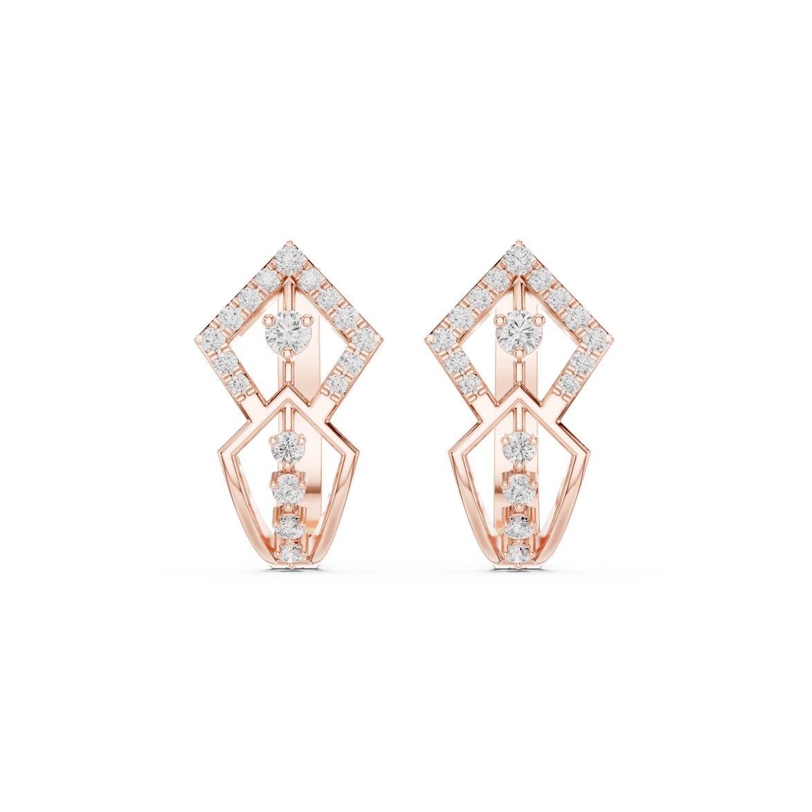 Geometric diamond hoop earrings