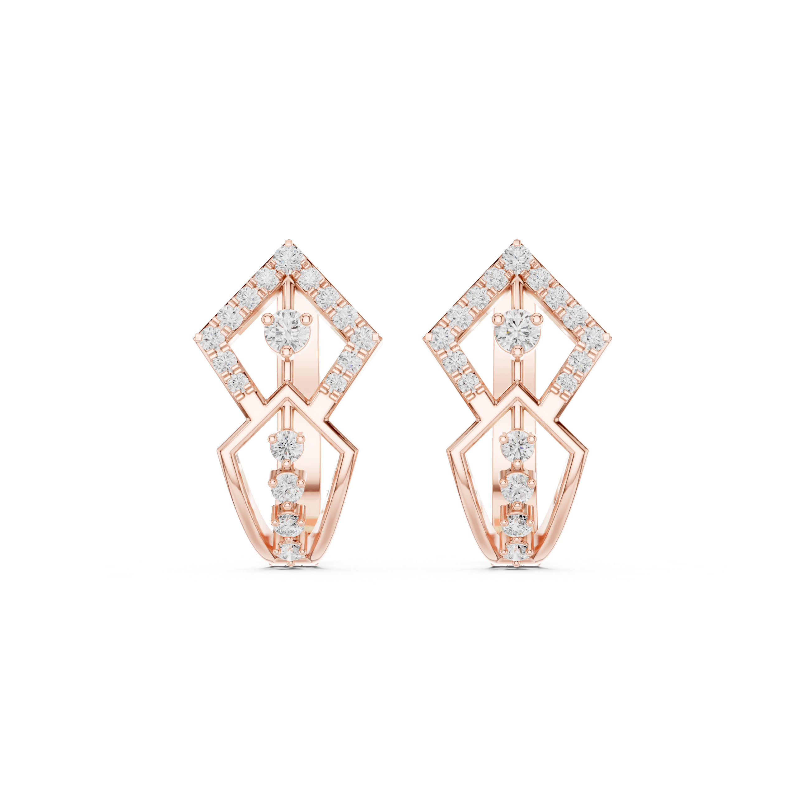Geometric diamond hoop earrings