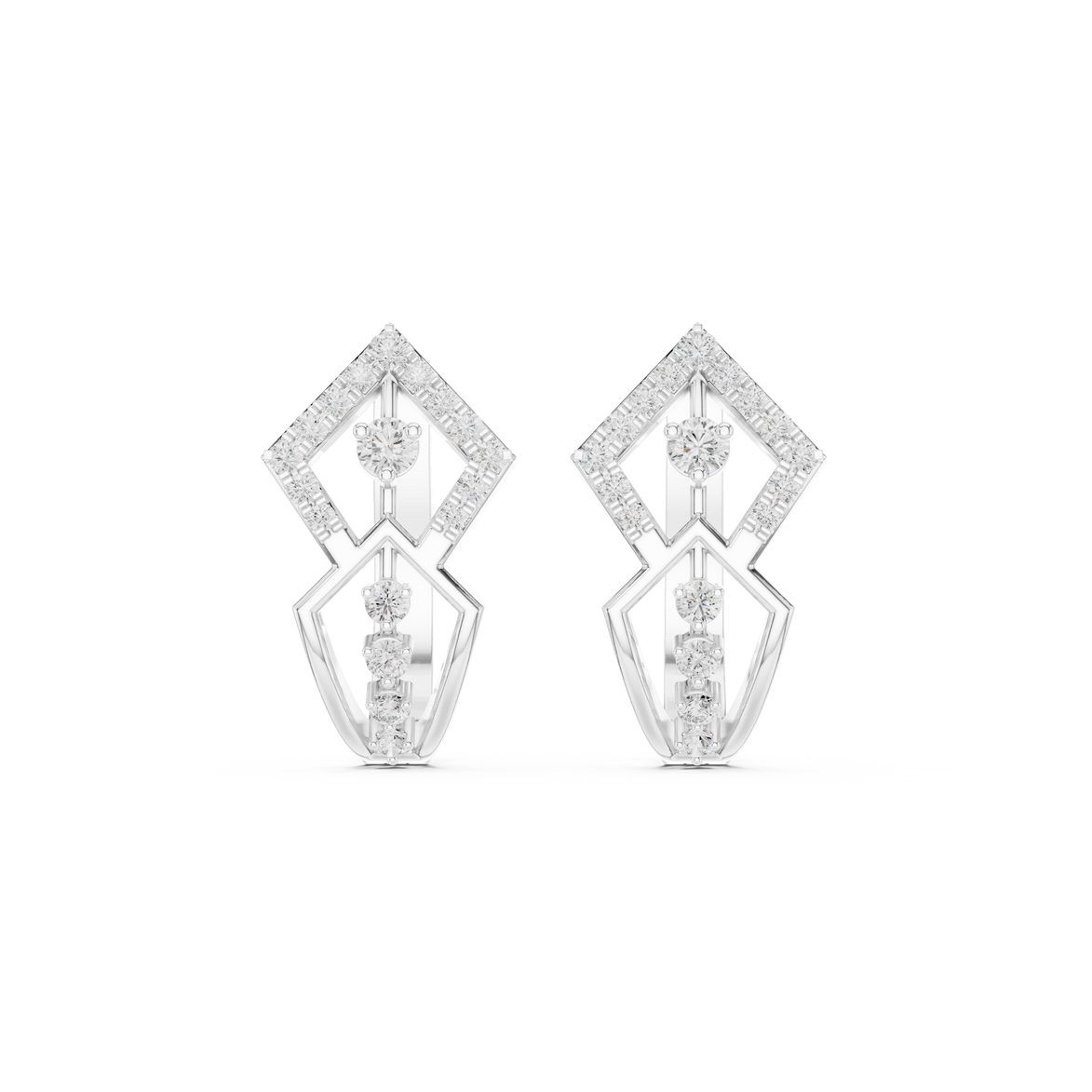 Geometric diamond hoop earrings