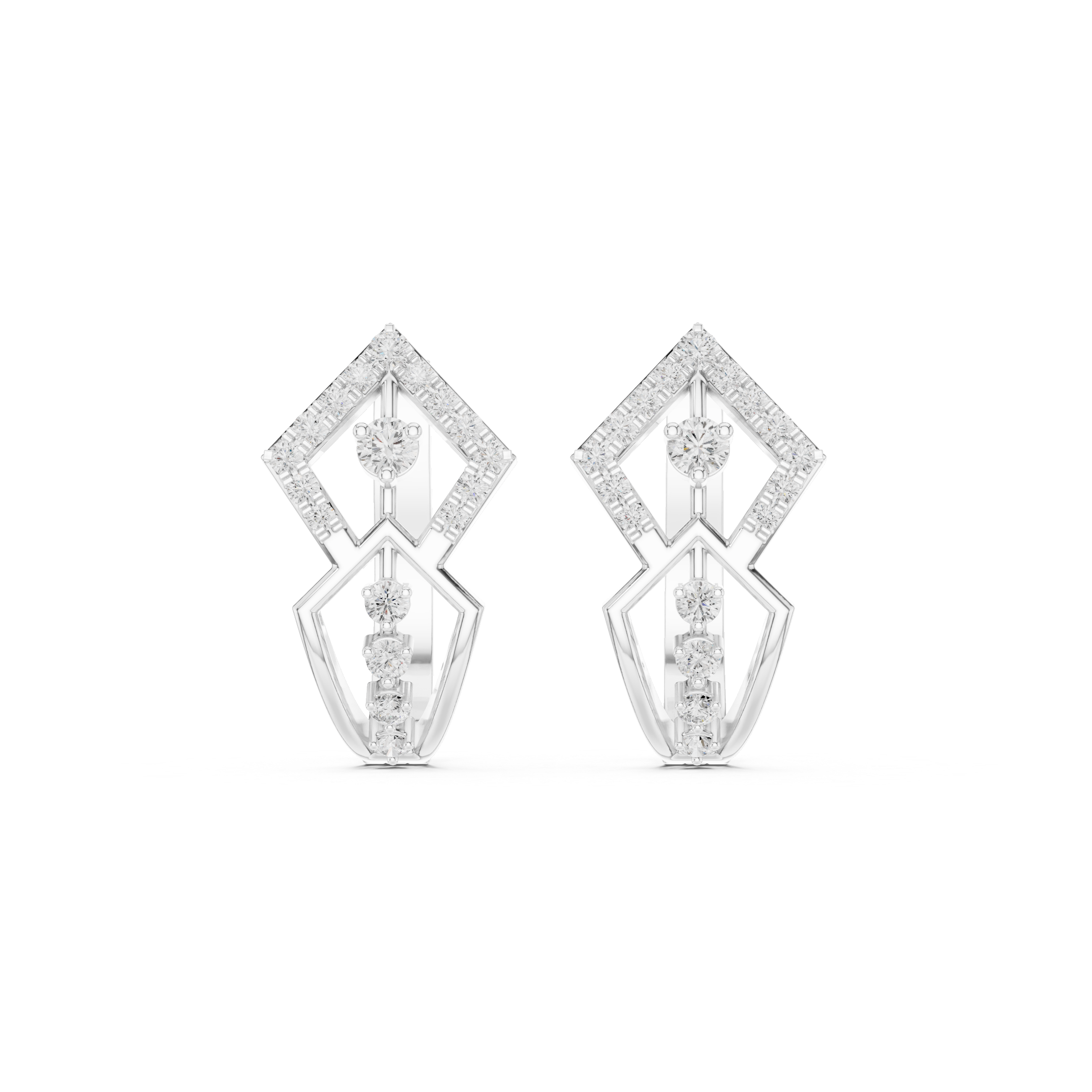 Geometric diamond hoop earrings