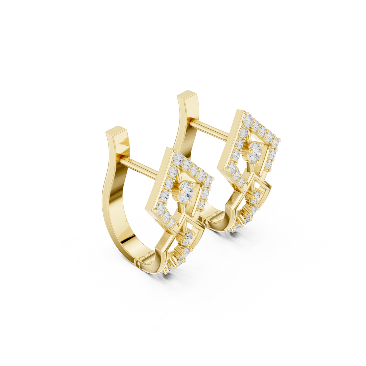 Geometric diamond hoop earrings
