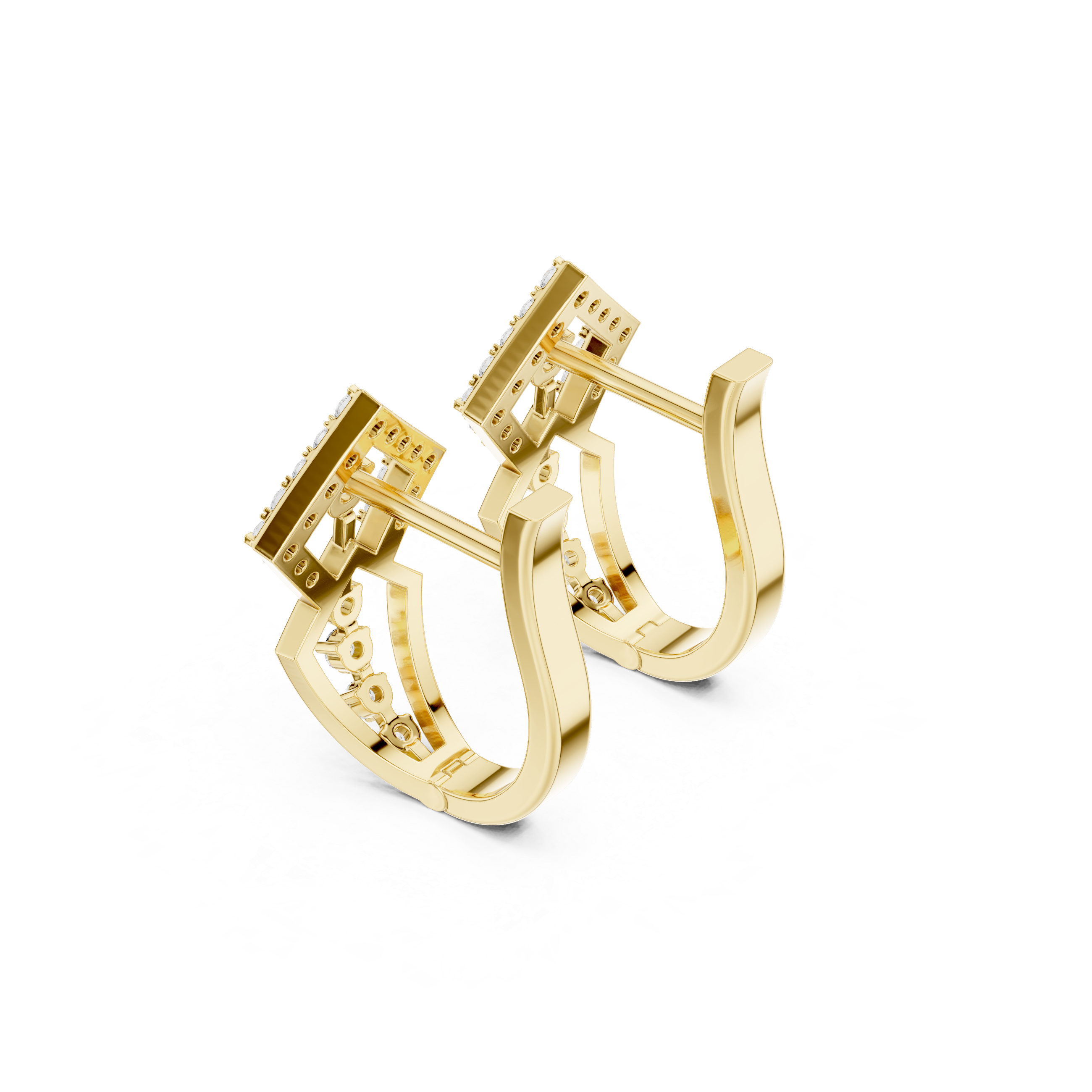 Geometric diamond hoop earrings